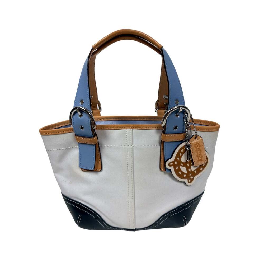 Coach White Canvas Soho Hampton Vintage 2009 Leather Trimmed Mini Tote Bag